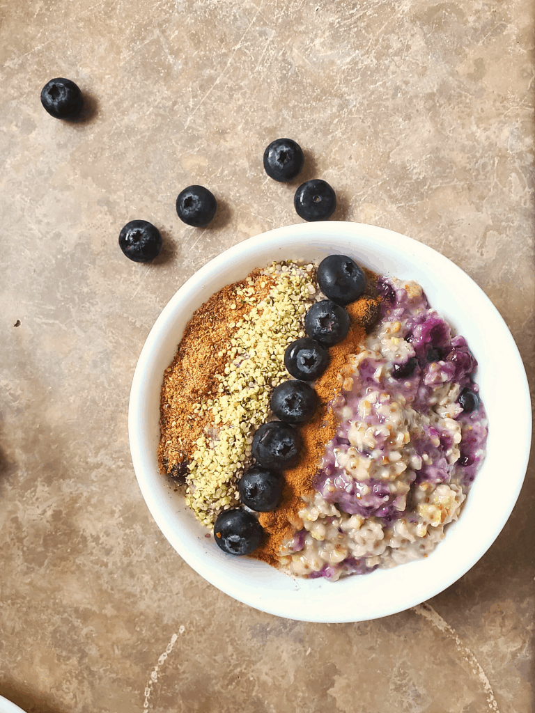 Blueberry oatmeal in a bowl