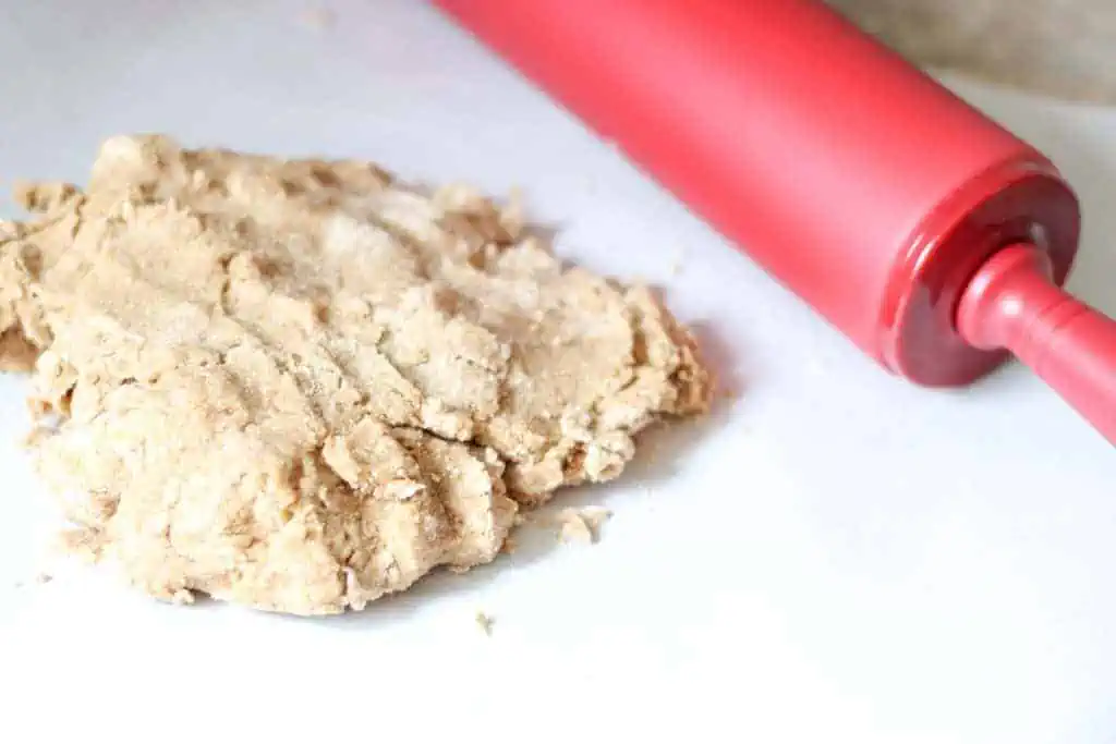 sprouted wheat tart crust dough and red rolling pin