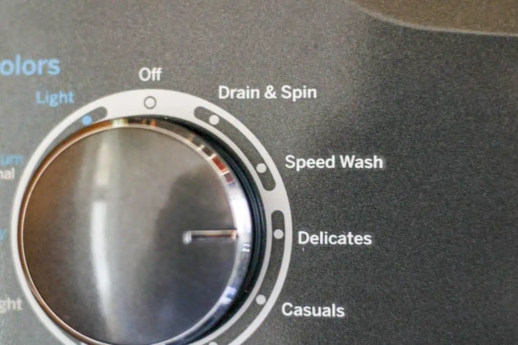 Washing machine set to delicates setting