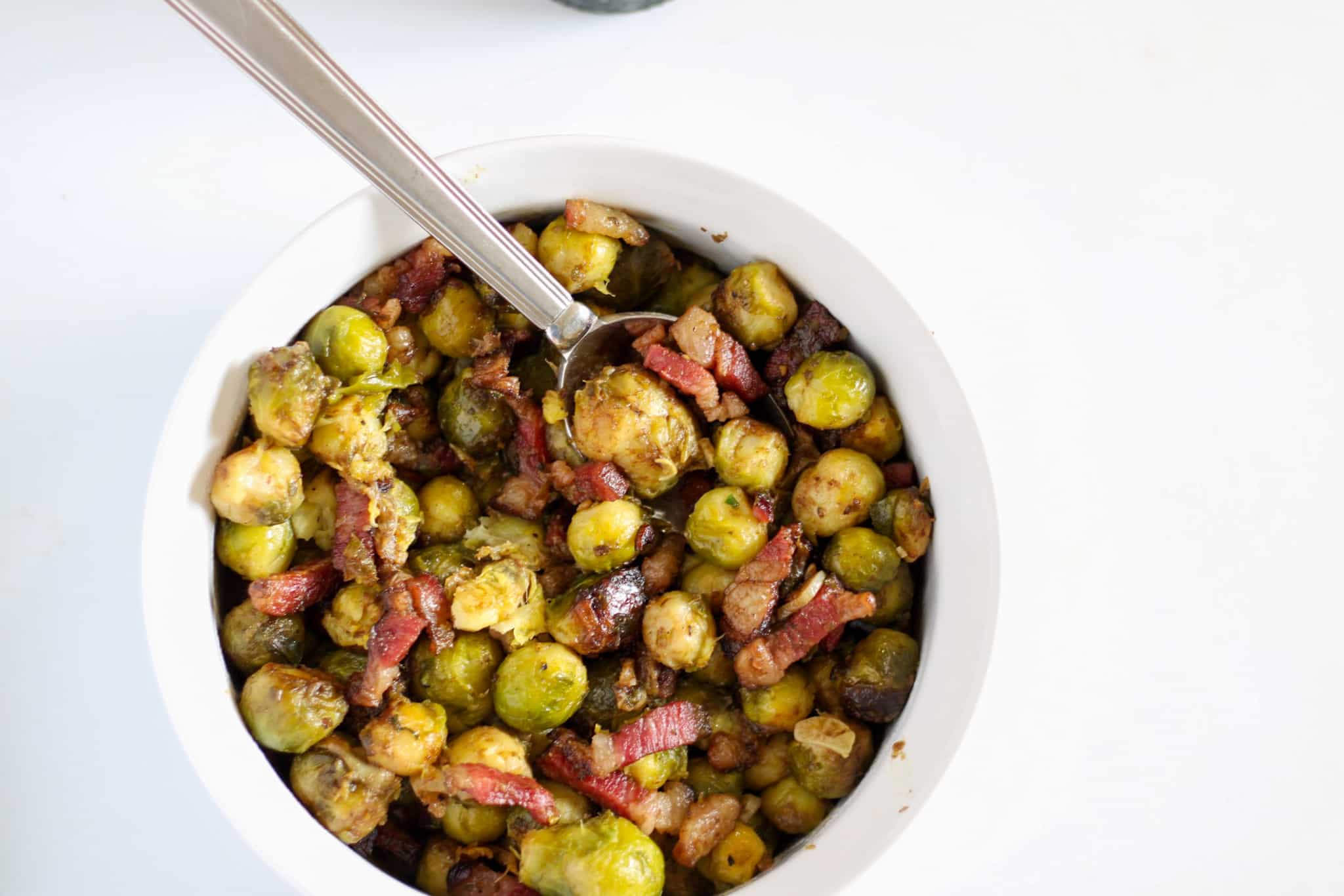 roasted brussels sprouts in bowl