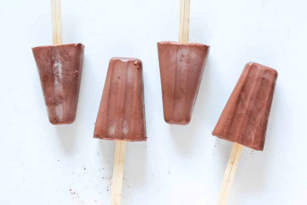 chocolate fudge popsicles lined up