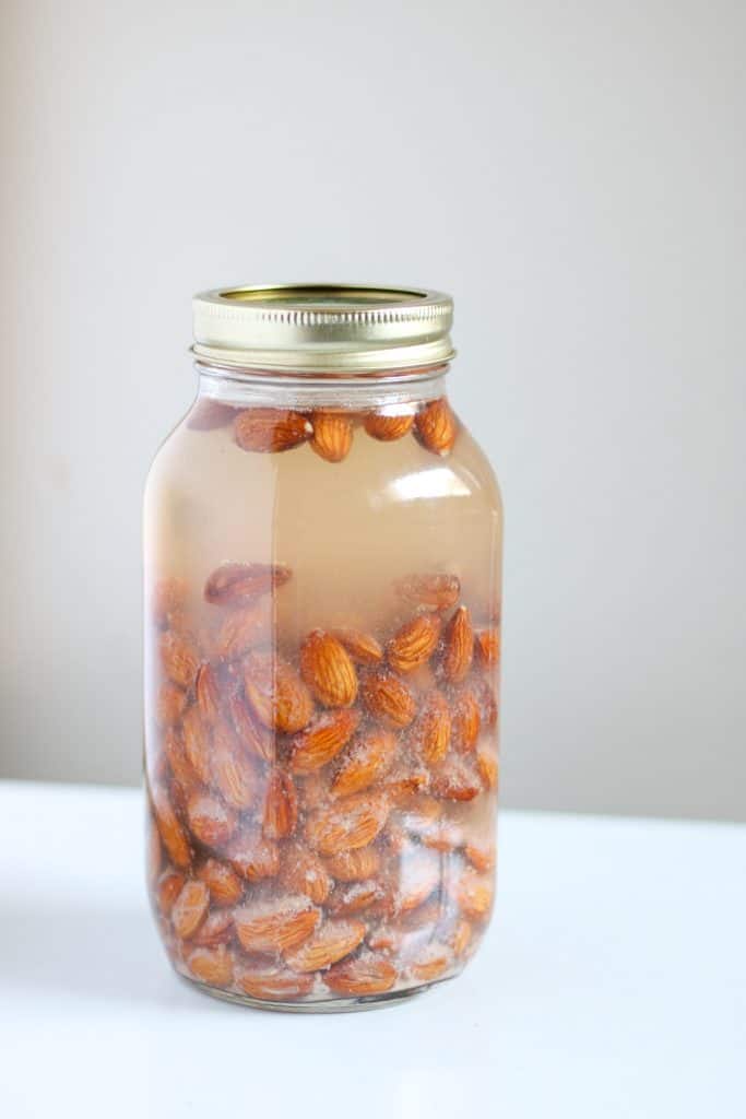 almonds soaking in jar