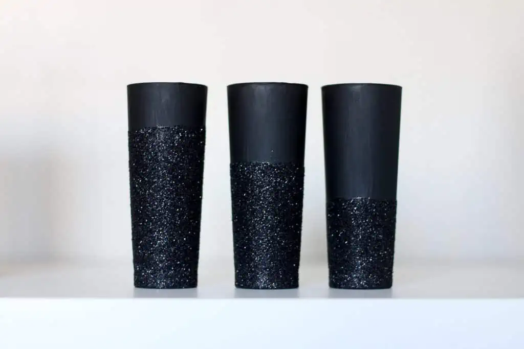 black glitter vases