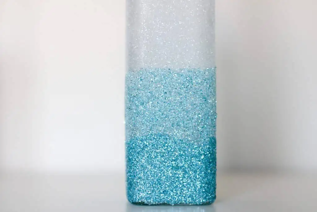 closeup of ombre glitter vase