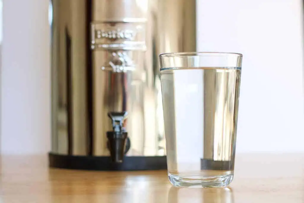 glass of water and Berkey filter