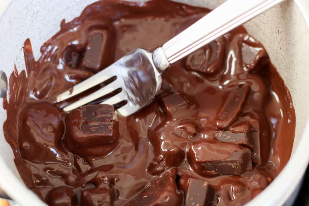 Melting dark chocolate in a double boiler