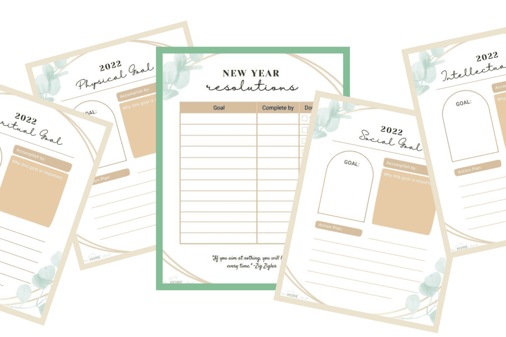 new year resolution planning sheets