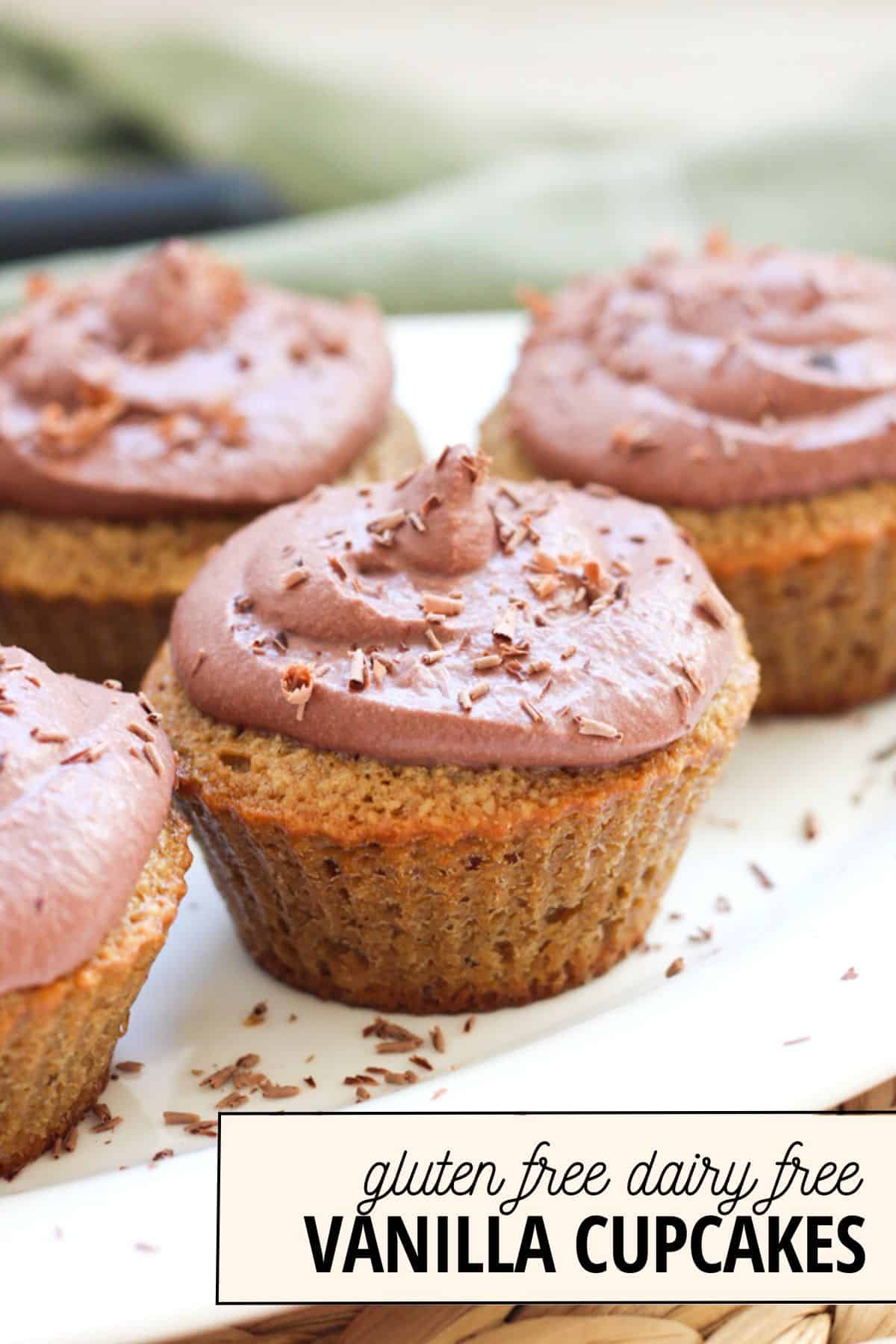 vanilla cupcake with chocolate frosting on a plate