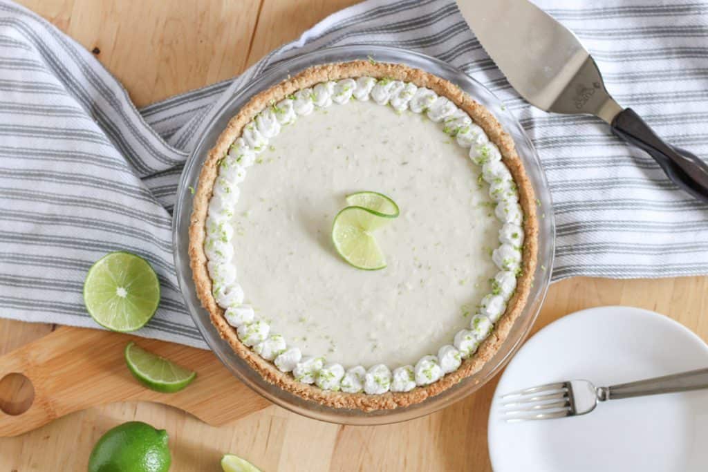 key lime pie and pieces of limes