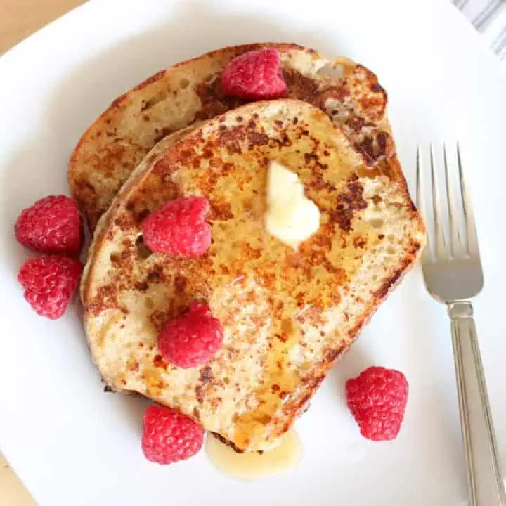 french toast with raspberries and butter