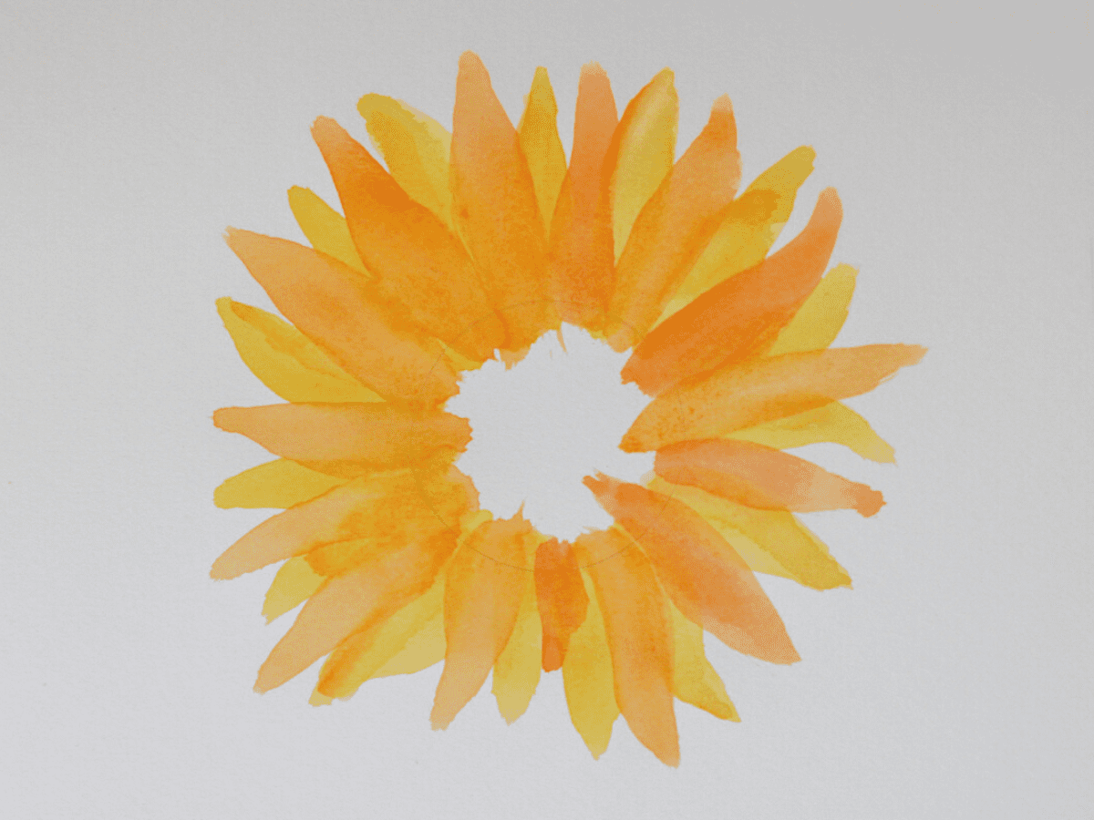 2 layers of watercolor sunflower petals