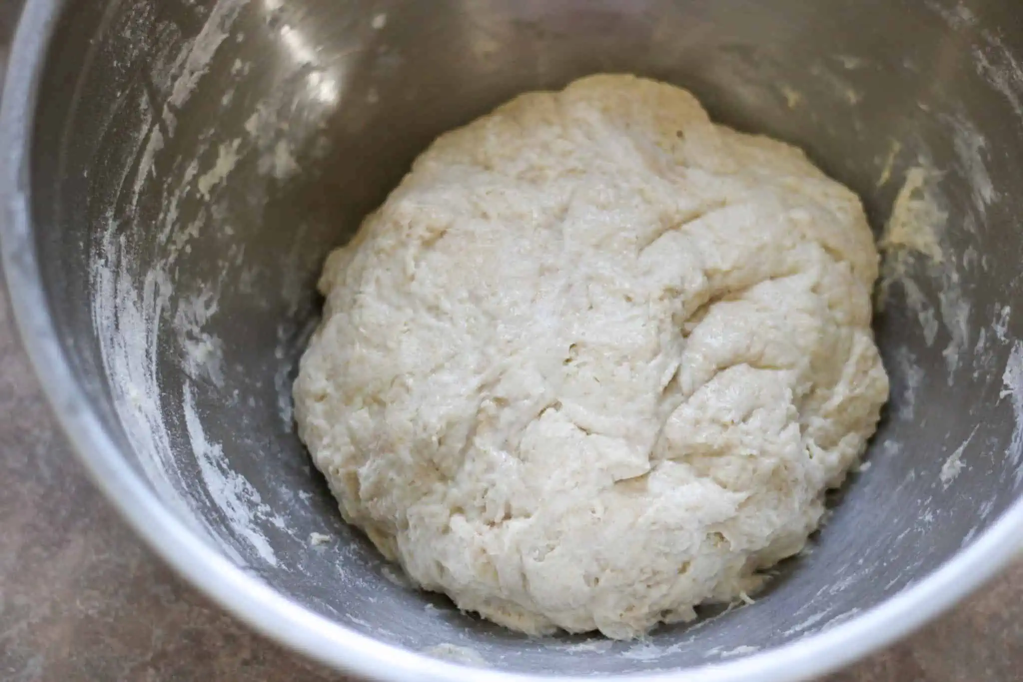 dough in a mixing bowl