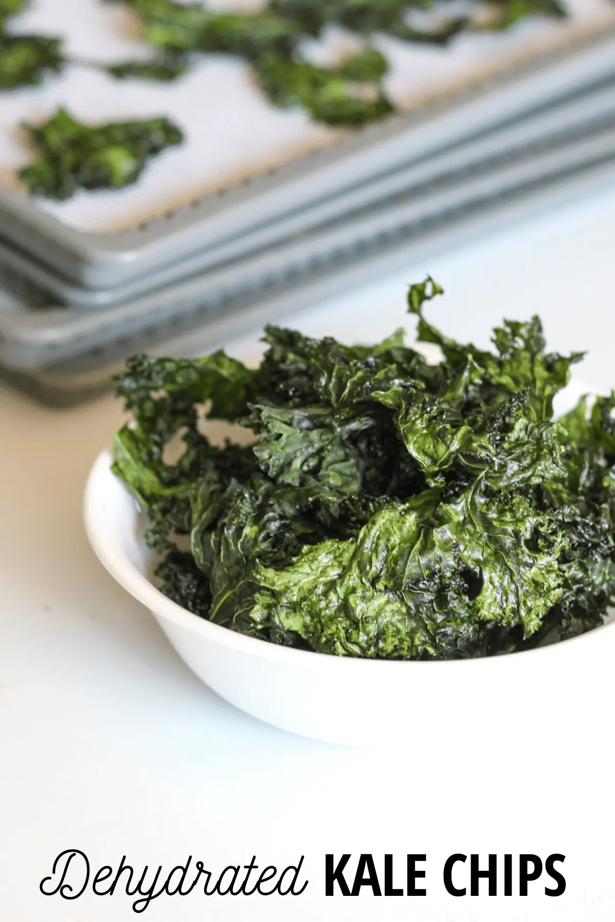 bowl of dehydrated kale chips