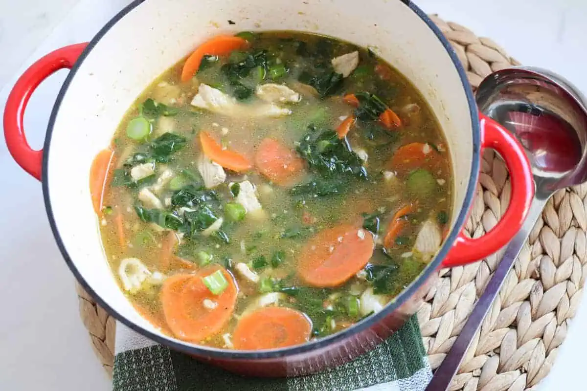 pot of chinese vegetable soup with pork