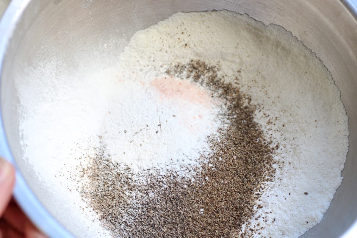 dry ingredients in a mixing bowl before mixing