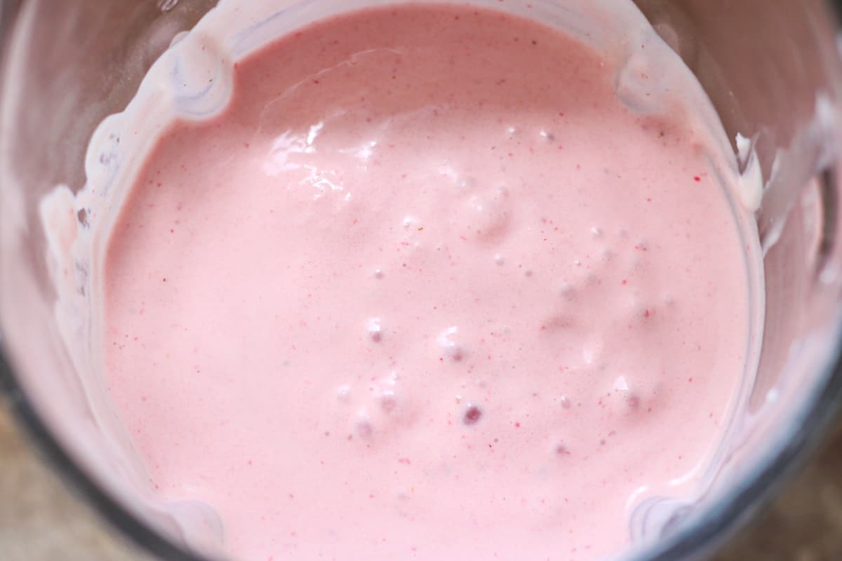 strawberry milkshake in a blender