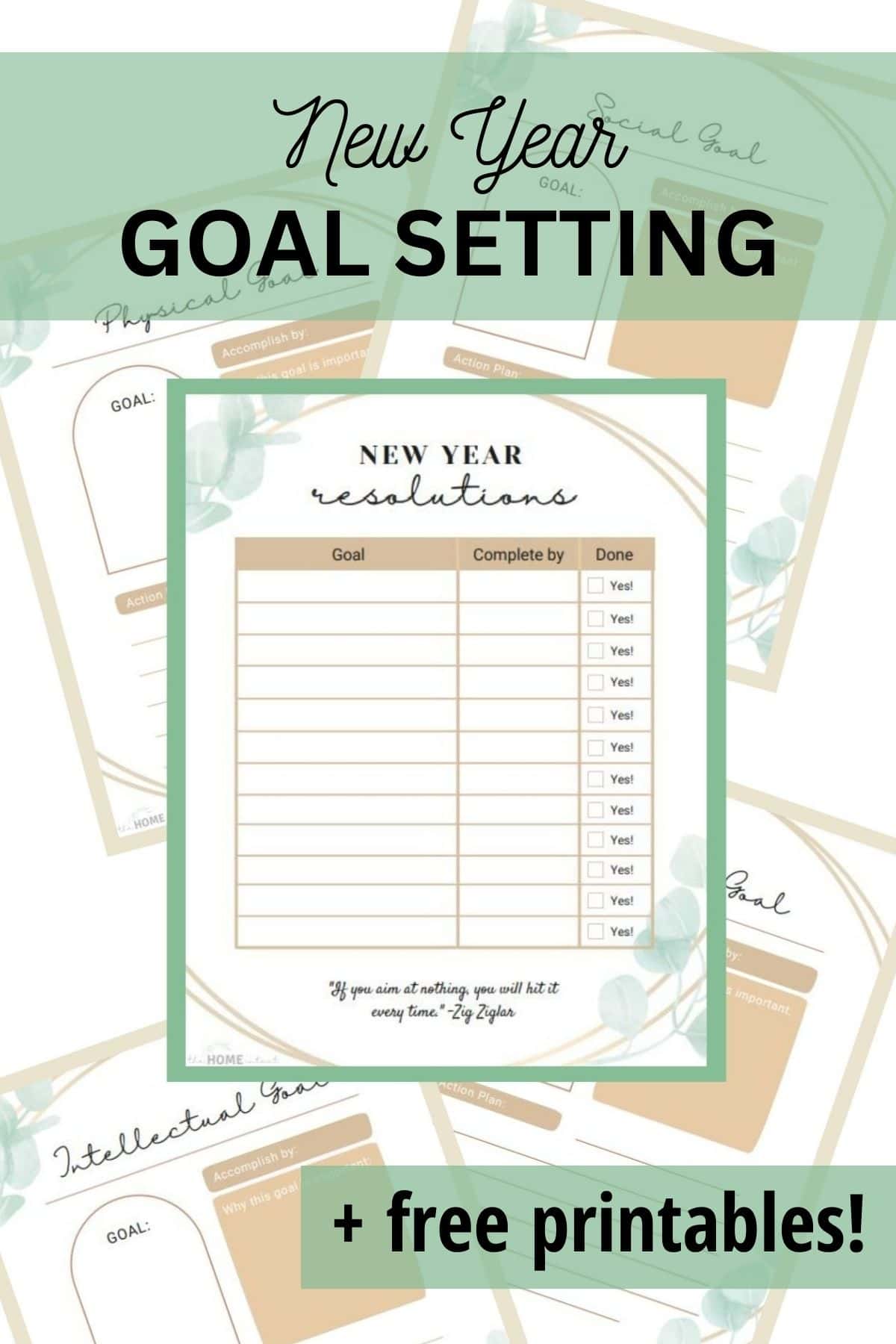 image showing new year goal worksheets