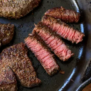 slices of medium venison steak